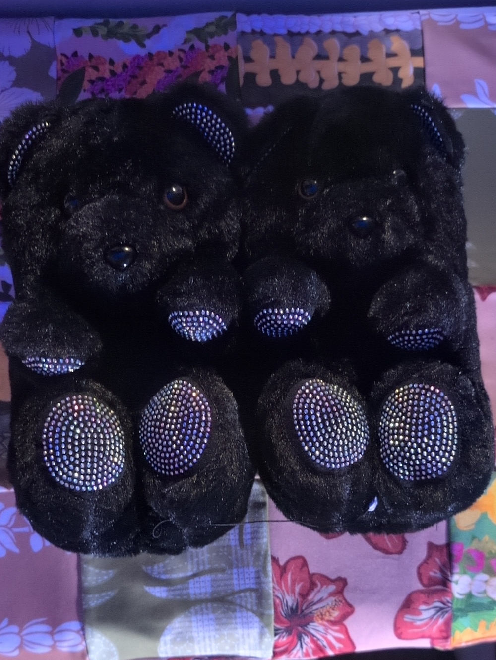 Sparkle Bear house Slippers Sz Large
